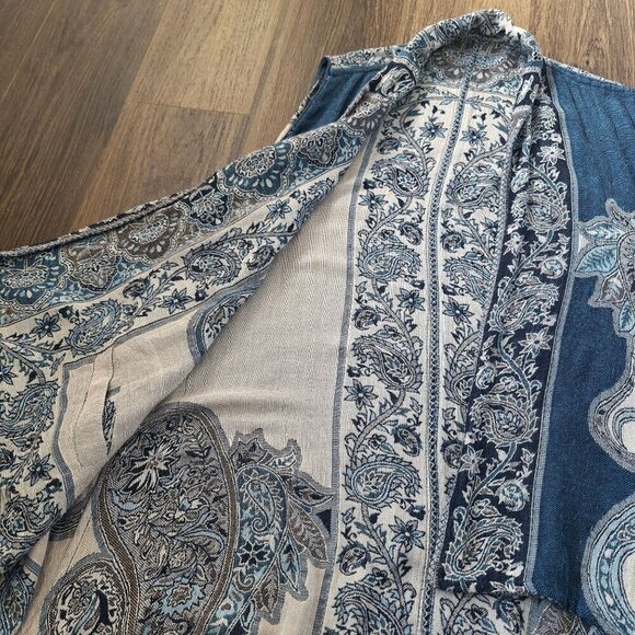 💙 Double Sided Soft Knitted Asymmetrical Artsy Boho Peasant Cottage Vest Size X - Picture 6 of 9